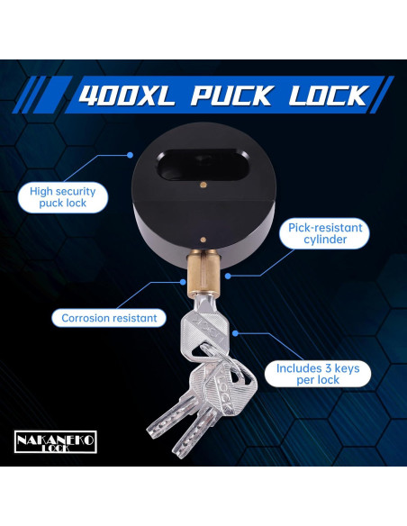 Paquete de 3 Candados Puck NAKANEKO Sin Llave 73mm Aluminio