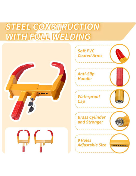 Bloqueo de Rueda de Remolque Bicos 2 Piezas Antirrobo Ajustable