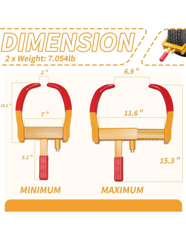Bloqueo de Rueda de Remolque Bicos 2 Piezas Antirrobo Ajustable