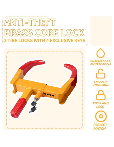 Bloqueo de Rueda de Remolque Bicos 2 Piezas Antirrobo Ajustable