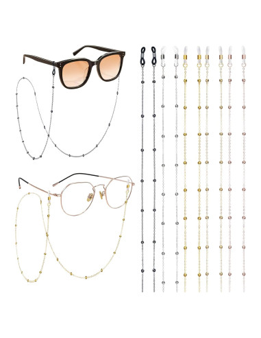 Cadena de Gafas 5 Pcs Elegante con Perlas 70cm Metal