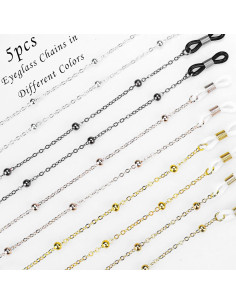 Cadena de Gafas 5 Pcs Elegante con Perlas 70cm Metal 2
