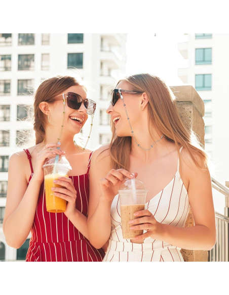 Cadena de Gafas 5 Pcs Elegante con Perlas 70cm Metal