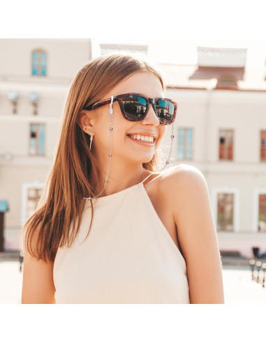 Cadena de Gafas 5 Pcs Elegante con Perlas 70cm Metal