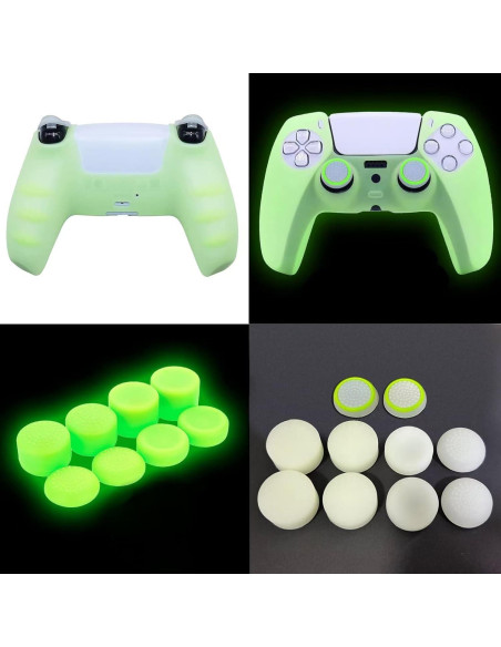 Cubierta de Silicona Antideslizante HLRAO PS5 Verde Brillante