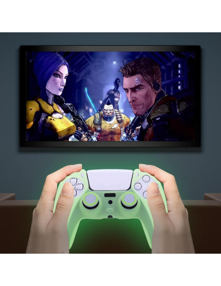 Cubierta de Silicona Antideslizante HLRAO PS5 Verde Brillante