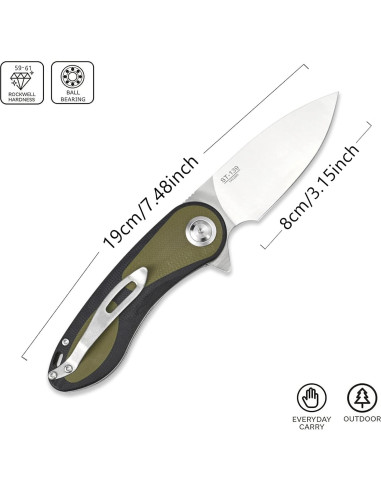 Cuchillo Plegable Sitivien ST139 Acero Sandvik 14C28N 19cm