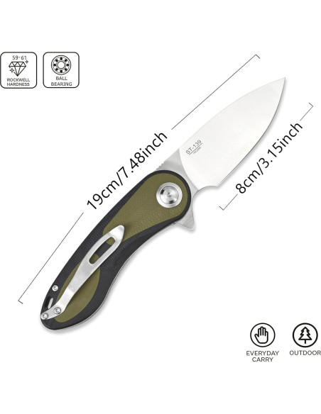 Cuchillo Plegable Sitivien ST139 Acero Sandvik 14C28N 19cm