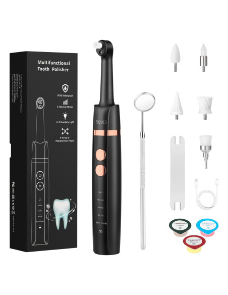 Pulidor de Dientes Eléctrico SIQUER con 5 Cabezas y Luz LED