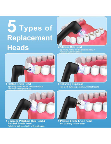 Pulidor de Dientes Eléctrico SIQUER con 5 Cabezas y Luz LED