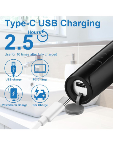 Pulidor de Dientes Eléctrico SIQUER con 5 Cabezas y Luz LED