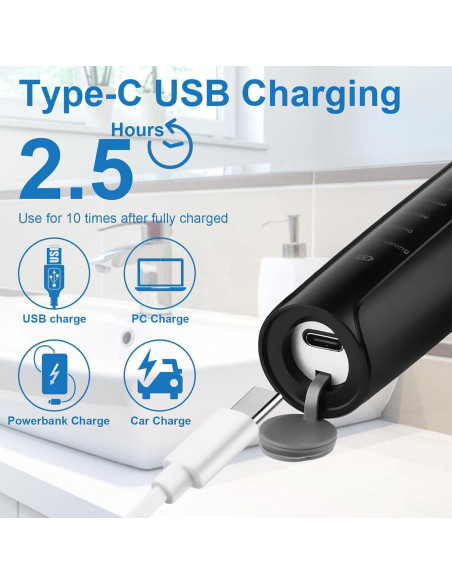 Pulidor de Dientes Eléctrico SIQUER con 5 Cabezas y Luz LED