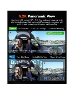 Cámara de Salpicadero Vantrue E360 5.2K Doble Canal 360 2