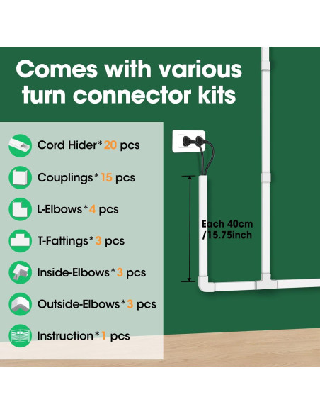 Kit de Ocultación de Cables AZEN M-20P 800 cm Autoadhesivo