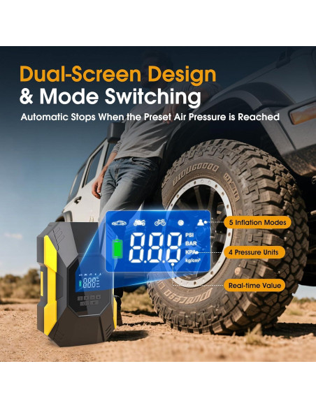 Compresor de Aire Portátil FLYKID T2222 150PSI Batería Recargable