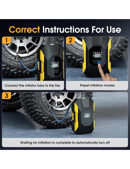 Compresor de Aire Portátil FLYKID T2222 150PSI Batería Recargable