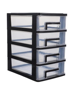 Organizador de Cajones de Plástico FOMIYES 4 Cajones Negro