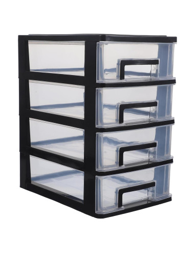 Organizador de Cajones de Plástico FOMIYES 4 Cajones Negro