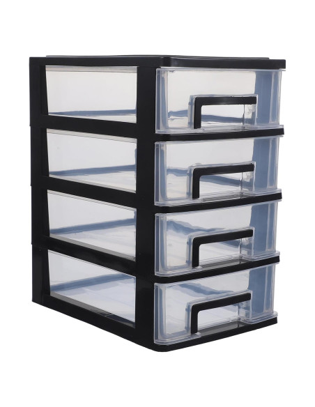 Organizador de Cajones de Plástico FOMIYES 4 Cajones Negro