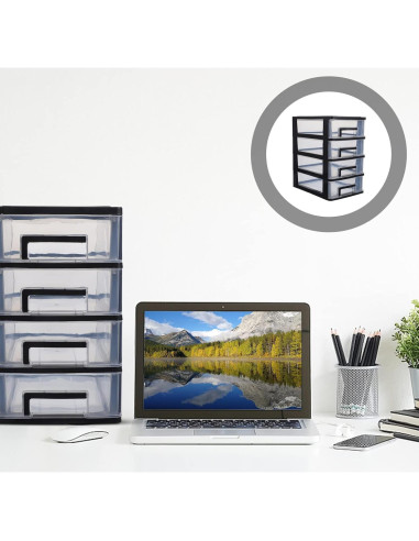 Organizador de Cajones de Plástico FOMIYES 4 Cajones Negro