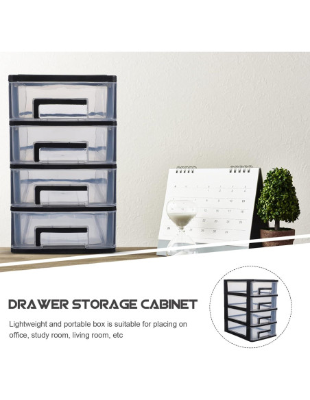 Organizador de Cajones de Plástico FOMIYES 4 Cajones Negro