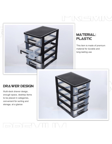 Organizador de Cajones de Plástico FOMIYES 4 Cajones Negro