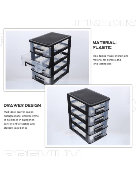 Organizador de Cajones de Plástico FOMIYES 4 Cajones Negro
