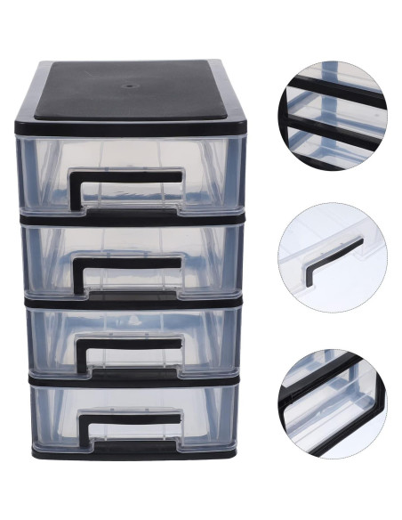 Organizador de Cajones de Plástico FOMIYES 4 Cajones Negro