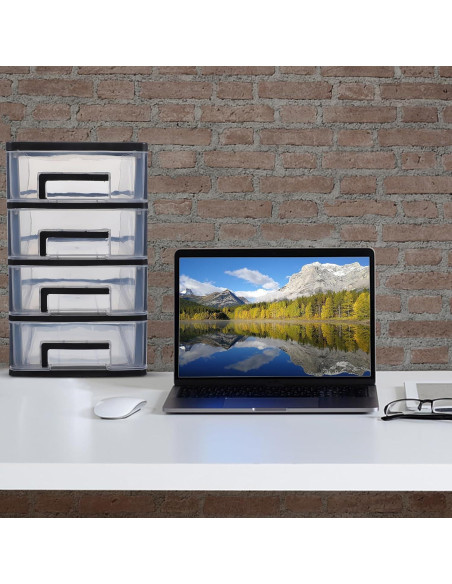 Organizador de Cajones de Plástico FOMIYES 4 Cajones Negro