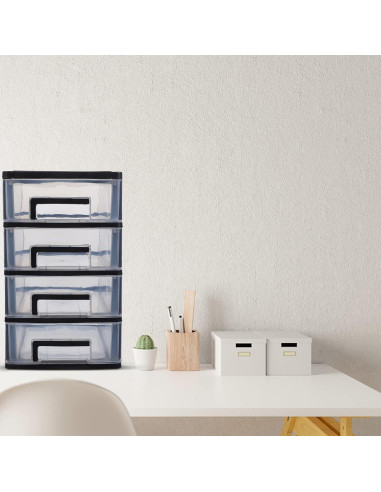 Organizador de Cajones de Plástico FOMIYES 4 Cajones Negro