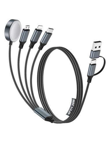 Cable de Carga 4-en-2 Tipo C USB A para Apple Watch iPhone
