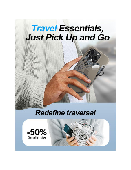 Cable de Carga 4-en-2 Tipo C USB A para Apple Watch iPhone