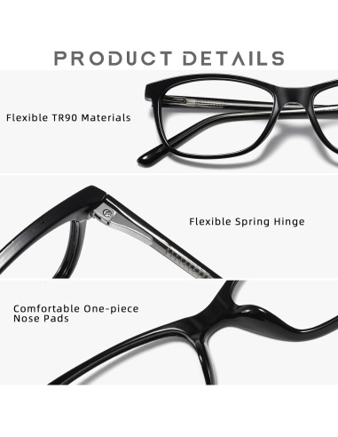 Gafas Anti Fatiga Ocular Luz Azul TR90 Negro 52mm