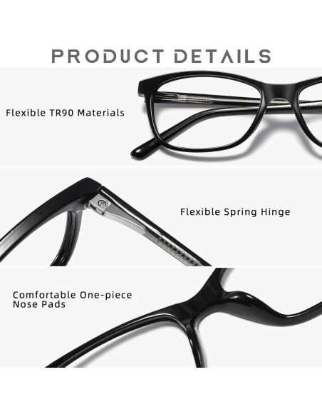 Gafas Anti Fatiga Ocular Luz Azul TR90 Negro 52mm