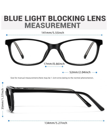 Gafas Anti Fatiga Ocular Luz Azul TR90 Negro 52mm