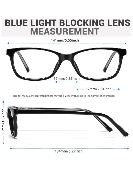 Gafas Anti Fatiga Ocular Luz Azul TR90 Negro 52mm