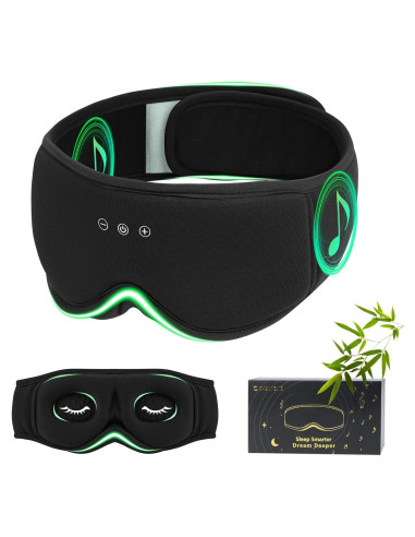 Máscara de Sueño ZHENYEMEI con Auriculares Bluetooth 3D Negra