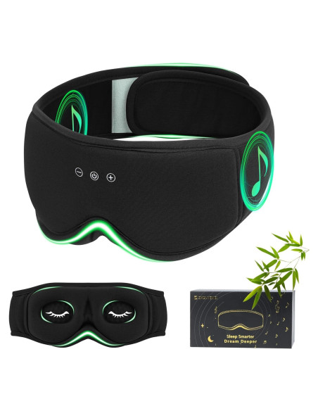 Máscara de Sueño ZHENYEMEI con Auriculares Bluetooth 3D Negra