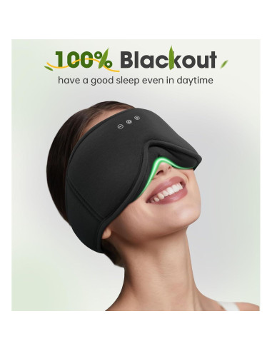 Máscara de Sueño ZHENYEMEI con Auriculares Bluetooth 3D Negra