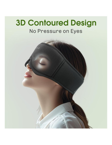 Máscara de Sueño ZHENYEMEI con Auriculares Bluetooth 3D Negra