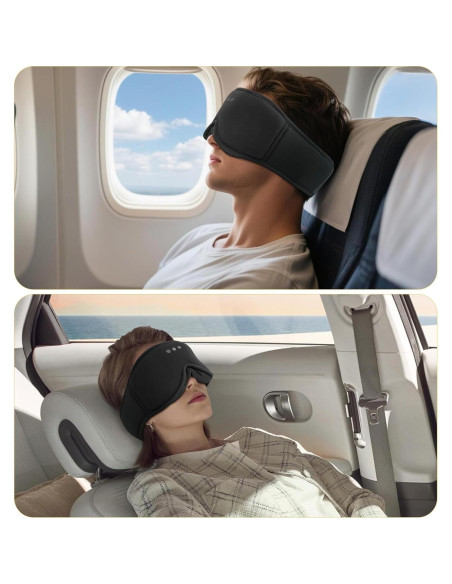 Máscara de Sueño ZHENYEMEI con Auriculares Bluetooth 3D Negra