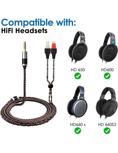 Cable balanceado 4.4mm ANLINKSHINE para Sennheiser HD600/HD650
