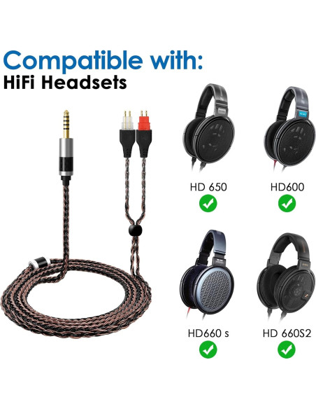 Cable balanceado 4.4mm ANLINKSHINE para Sennheiser HD600/HD650