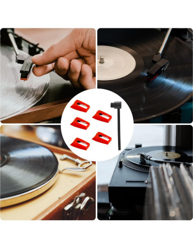 5 Agujas para Tocadiscos + Cepillo de Limpieza - Victrola, Crosley
