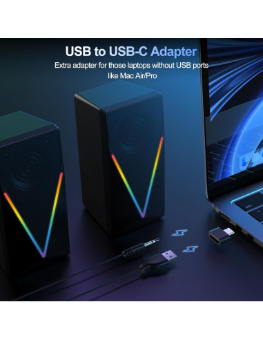 Altavoces de PC BUSP-HYY E-1062 con RGB, 2.0, 0.58 kg