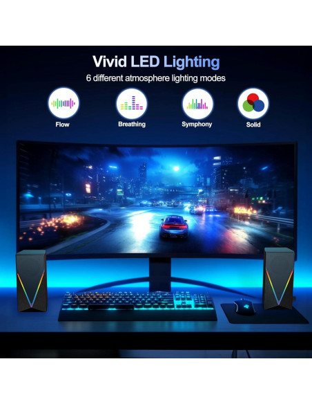Altavoces de PC BUSP-HYY E-1062 con RGB, 2.0, 0.58 kg