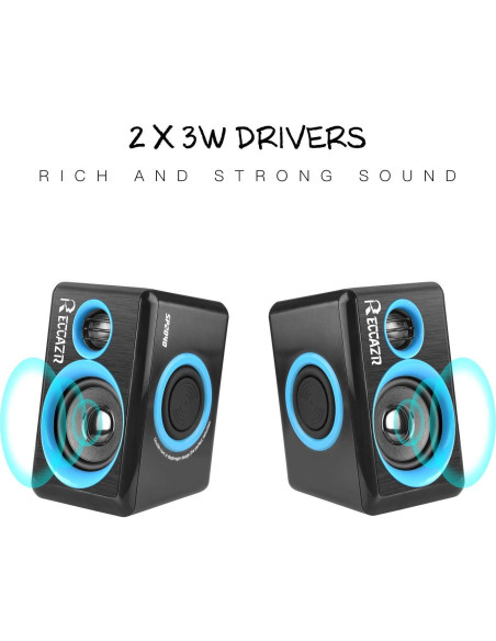 Altavoces de Computadora RECCAZR SP2040 USB 2.0 Sonido Surround
