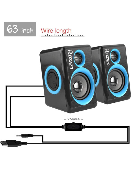 Altavoces de Computadora RECCAZR SP2040 USB 2.0 Sonido Surround