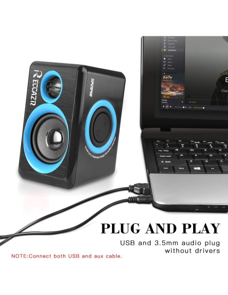 Altavoces de Computadora RECCAZR SP2040 USB 2.0 Sonido Surround