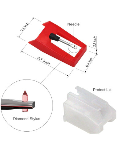 Agujas de repuesto Hadwoer para tocadiscos de vinilo LP - 2 piezas